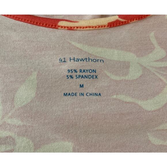 NWT 41 Hawthorn Coral Floral Faux Wrap Jersey Knit Dress Size M Flutter Sleeve - Picture 6 of 7